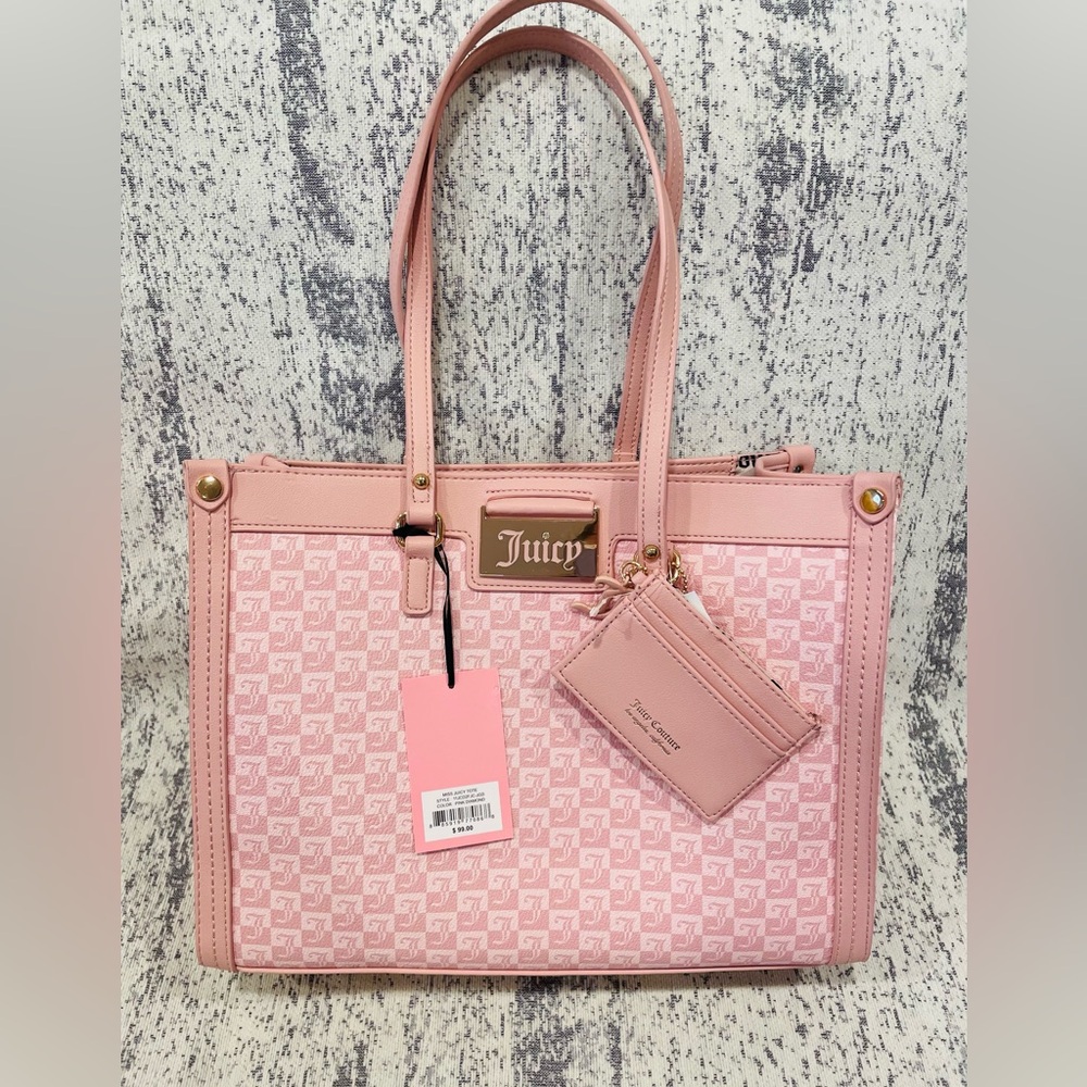 Juicy Couture Light Pink Tote with Logo Pattern